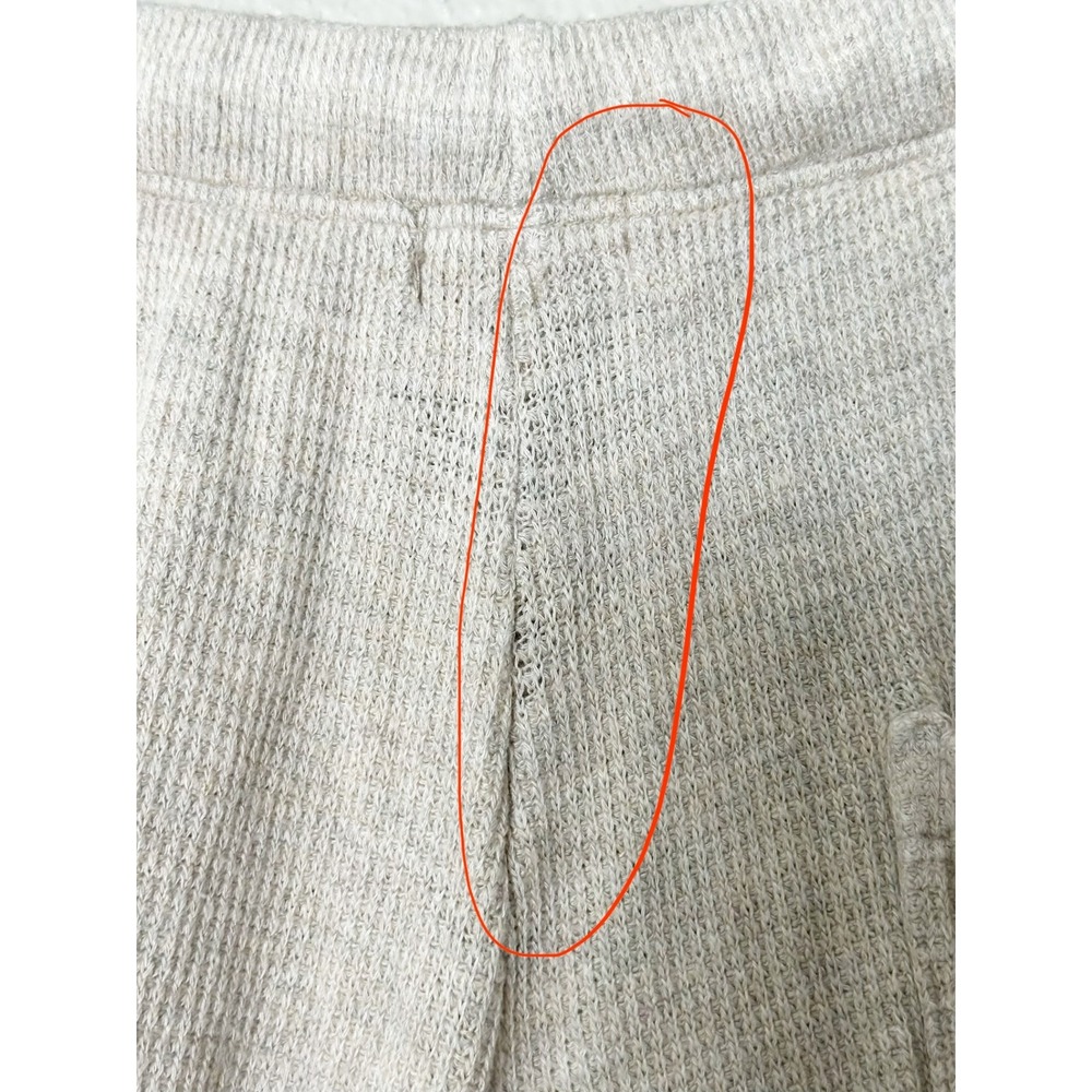 Leset Waffle Knit Lounge Set Oatmeal Beige Long Sleeve Top Wide Leg Pants Small - Picture 14 of 16